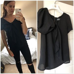 Costa Blanca large bow front black blouse
